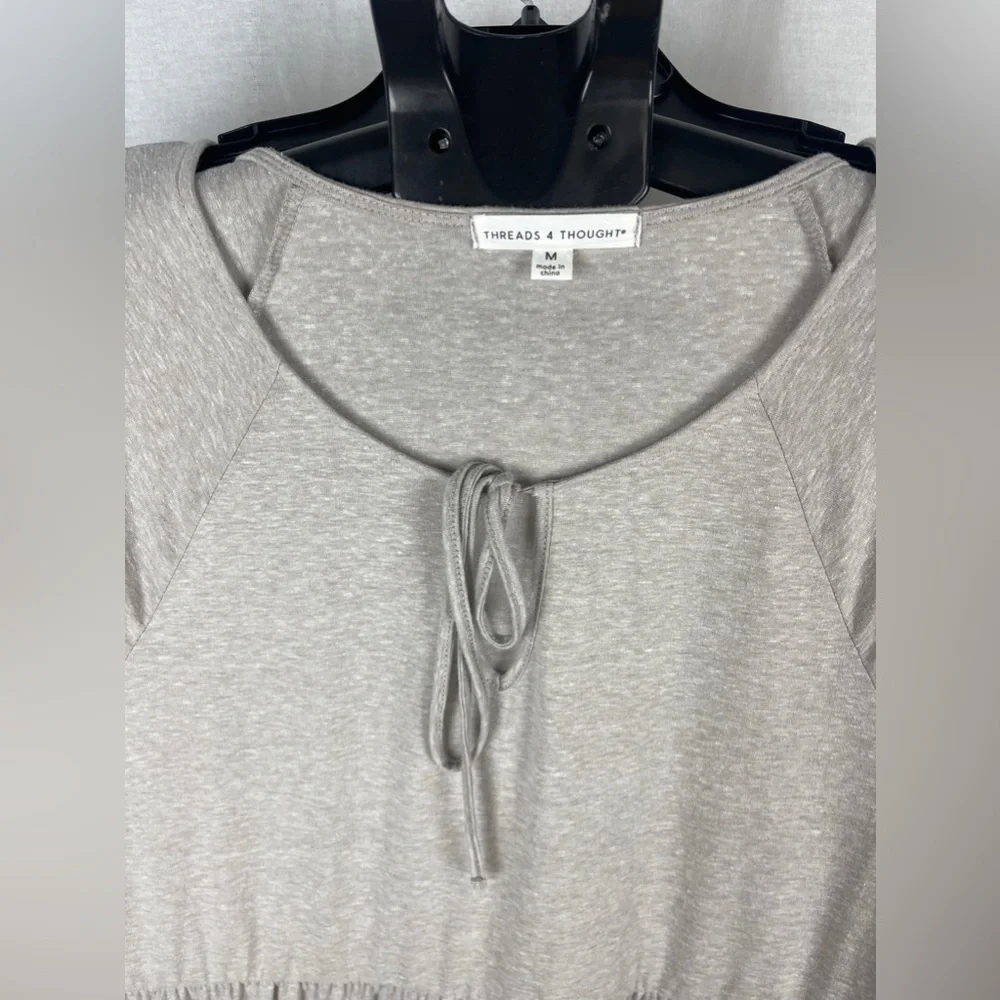Threads 4 Thought Tan Brigitte Tie Neck Dress Size Medium NWT - Picture 6 of 13